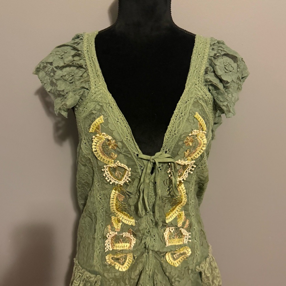 Blanco De Ibiza Fairy Elven Boho Grunge Lace Renfaire Festival Cottagecore - Picture 3 of 10